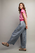 Load image into Gallery viewer, ee:some Stone Washed Pinstriped Wide Leg Pants in Denim