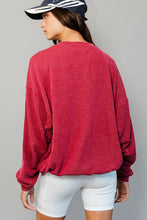 Load image into Gallery viewer, BucketList Oversized Ribbed ALABAMA Print Top in Crimson