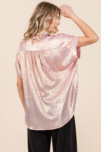 Load image into Gallery viewer, Jodifl Metallic Button Down Dolman Top in Pink