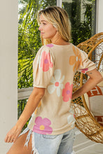 Load image into Gallery viewer, BiBi Flower Print Top in Sand Combo FINAL SALE