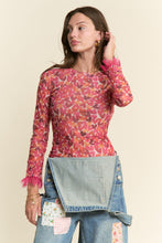 Load image into Gallery viewer, J.nna FITTED Mesh Heart Print Top in Red Hearts