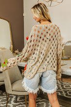 Load image into Gallery viewer, BiBi Perforated Sweater with Flower Appliques in Oatmeal Shirts & Tops BiBi