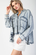 Load image into Gallery viewer, ee:some Snow Washed Tencel Button Down Jacket in Denim