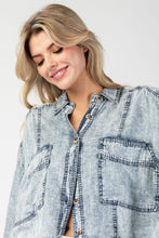 Load image into Gallery viewer, ee:some Snow Washed Tencel Button Down Jacket in Denim