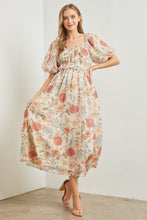 Load image into Gallery viewer, Polagram Organza Floral Print Midi Dress in Cream Multi