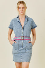 Load image into Gallery viewer, BaeVely Belted Mini Dress in Denim