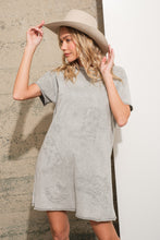 Load image into Gallery viewer, Blue B Solid Color T Shirt Dress with Western Embroidery in Grey
