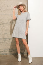 Load image into Gallery viewer, Blue B Solid Color T Shirt Dress with Western Embroidery in Grey