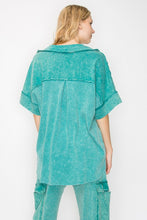Load image into Gallery viewer, J.Her Mineral Washed Collared Shirt in Jade Cream Shirts & Tops J.Her