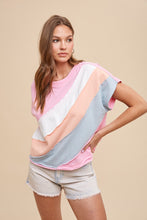 Load image into Gallery viewer, AnnieWear Asymmetrical Color Block Top in Candy Pink Combo ON ORDER Shirts & Tops AnnieWear