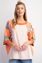 Load image into Gallery viewer, Easel Mixed Print Color Block Top in Coral Blush Shirts & Tops Easel