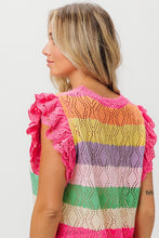 Load image into Gallery viewer, BiBi Open Knit Pointelle Top in Fuchsia Combo Shirts & Tops BiBi
