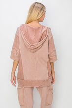 Load image into Gallery viewer, J.Her Short Sleeve Pullover Hooded Top in Sugar Rose Shirts & Tops J.Her