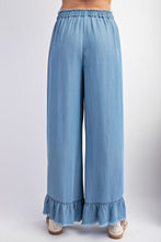 Load image into Gallery viewer, Easel Chambray Pants with Ruffle Details in Light Denim Pants Easel