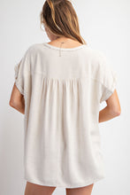 Load image into Gallery viewer, Easel Solid Color Cotton and Linen Blend Top in Oatmeal Shirts & Tops Easel