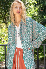Load image into Gallery viewer, POL OVERSIZED Paisley Print Button Down Top in Teal