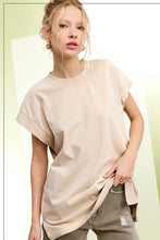 Load image into Gallery viewer, La Miel Solid Color Mineral Washed Basic Top in Almond Milk