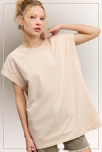 Load image into Gallery viewer, La Miel Solid Color Mineral Washed Basic Top in Almond Milk