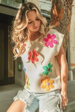 Load image into Gallery viewer, BiBi Crochet Flower Embroidery Sleeveless Top in Ivory Multi ON ORDER Shirts & Tops BiBi