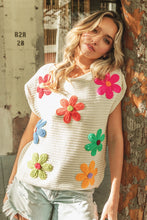 Load image into Gallery viewer, BiBi Crochet Flower Embroidery Sleeveless Top in Ivory Multi ON ORDER Shirts & Tops BiBi