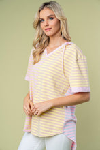 Load image into Gallery viewer, White Birch Striped Hooded Top in Pink Combo