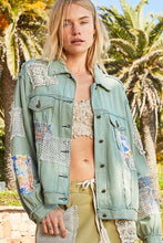 Load image into Gallery viewer, POL Patchwork Denim Jacket in Sea Grass