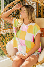 Load image into Gallery viewer, BiBi Multi Colored Checkered Pattern Sweater Vest in Lemon/Lime/Blush Shirts & Tops BiBi