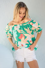 Load image into Gallery viewer, Hailey & Co Floral Print Off the Shoulder Top in Green FINAL SALE