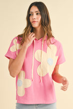 Load image into Gallery viewer, AnnieWear Flower Patch Pullover Top in Hot Pink Combo FINAL SALE