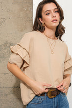 Load image into Gallery viewer, Blue B Loose Dolman Top with Stud Details in Tan