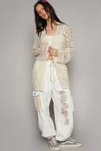 Load image into Gallery viewer, POL Contrasting Pattern Knitted Open Front Cardigan in Natural ON ORDER Cardigan POL Clothing