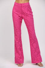 Load image into Gallery viewer, FATE Solid Color Floral Lace Pants in Hot Pink