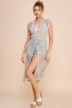 Load image into Gallery viewer, Allie Rose Open Weave Knitted Cardigan in Soft Grey Cardigan Allie Rose