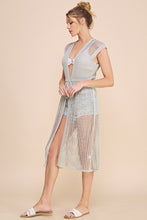 Load image into Gallery viewer, Allie Rose Open Weave Knitted Cardigan in Soft Grey Cardigan Allie Rose