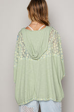Load image into Gallery viewer, POL Oversized Peace Sign Patch Hooded Top in Sage/Yellow Shirts & Tops POL Clothing