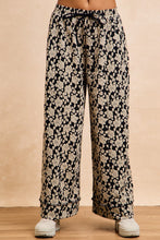 Load image into Gallery viewer, BiBi Floral Jacquard Wide Leg Pants in Black/Light Grey
