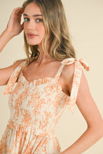 Load image into Gallery viewer, &merci Tiered Floral Print Midi Dress in Off White Dark Amber