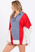 Load image into Gallery viewer, Sewn+Seen Americana Color Block Top in Red/Blue/White Shirts & Tops Sewn+Seen