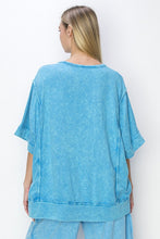 Load image into Gallery viewer, J.Her Mineral Washed Top with Binding Details in Ocean Blue Shirts & Tops J.Her