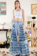 Load image into Gallery viewer, BlueVelvet Tiered Ruffled Pants in Light Denim