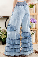 Load image into Gallery viewer, BlueVelvet Tiered Ruffled Pants in Light Denim
