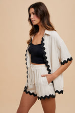 Load image into Gallery viewer, AnnieWear Shirt & Short Set with Ric Rac Trim in Natural Set AnnieWear