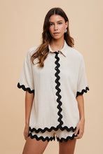 Load image into Gallery viewer, AnnieWear Shirt & Short Set with Ric Rac Trim in Natural Set AnnieWear