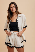 Load image into Gallery viewer, AnnieWear Shirt & Short Set with Ric Rac Trim in Natural Set AnnieWear