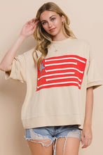 Load image into Gallery viewer, Oddi OVERSIZED Top with Flag Patch Front in Washed Sand