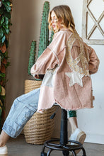 Load image into Gallery viewer, Oli & Hali Patched Star & Peace Sign Jacket in Pink Jacket Oli & Hali