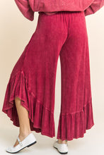 Load image into Gallery viewer, J.Her Mineral Washed Big Ruffle Pants in Burgundy