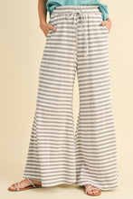 Load image into Gallery viewer, AnnieWear Textured Waffle Knit Striped Palazzo Pants in H Grey