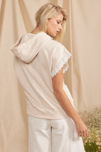 Load image into Gallery viewer, In February Hooded Top with Lace Details in Oatmeal