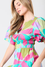 Load image into Gallery viewer, Peach Love Poplin Floral Print Maxi Dress in Fuchsia/Mint Multi